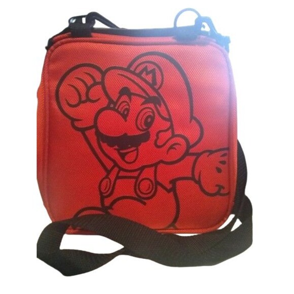 Nintendo 3Ds Messenger Style Carrying Bag Mario Logo Front/Back Orange Black - Picture 3 of 6